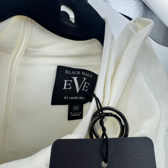 BLACK HALO Ara Tie Neck Puff Sleeves Jumpsuit White Size 10 NWT - Picture 8 of 12